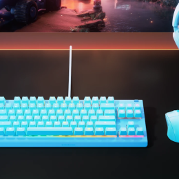 ⁦STEELSERIES מקלדת גיימרים TKL Apex 3 US LED אקווה⁩ – תמונה ⁦3⁩