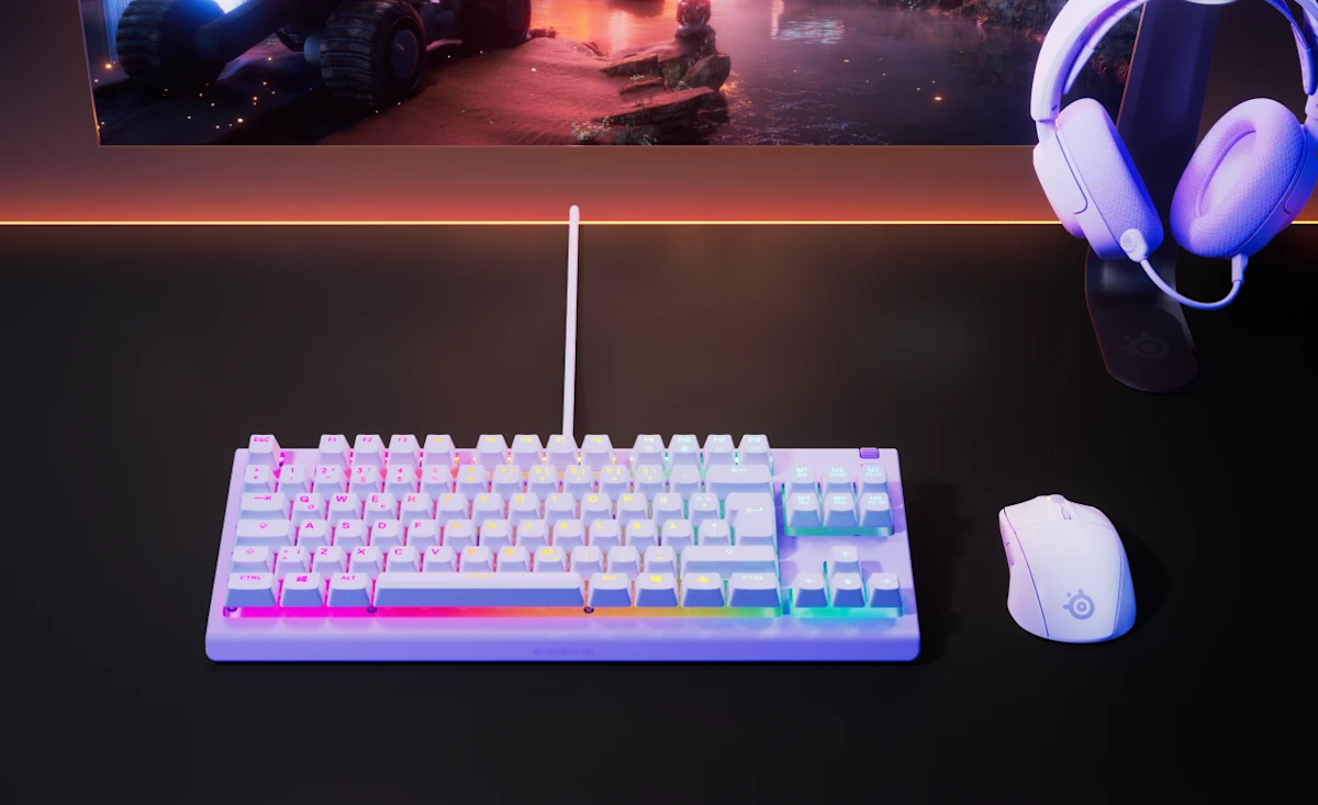 STEELSERIES מקלדת גיימרים TKL Apex 3 US LED לבנדר – תמונה 3