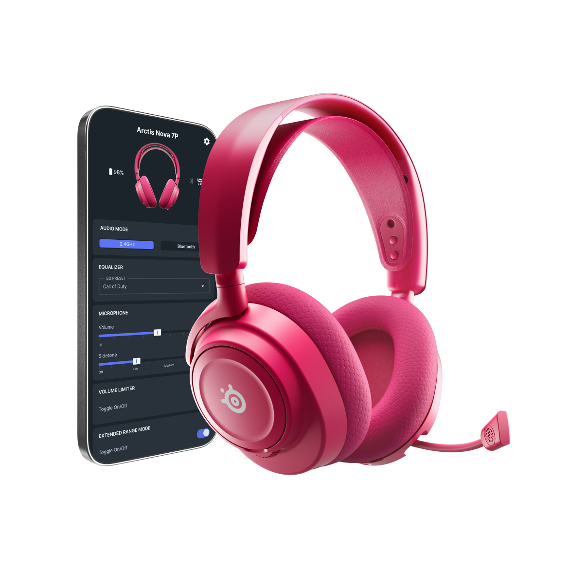 STEELSERIES אוזניות גיימינג אלחוטיות Arctis Nova 7P Gen 2 ורוד – תמונה 3