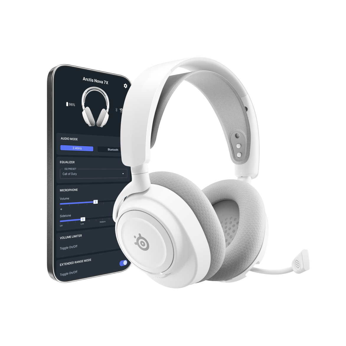 STEELSERIES אוזניות גיימינג אלחוטיות Arctis Nova 7X Gen 2 לבן – תמונה 3